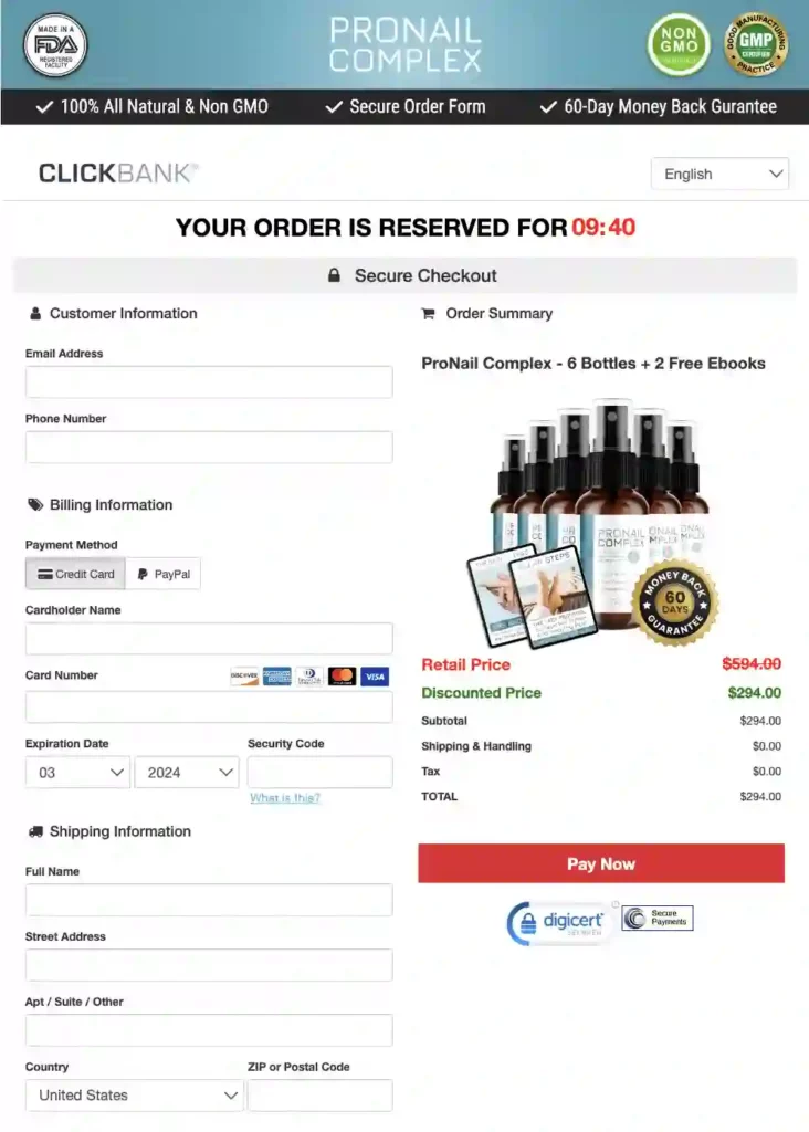 pronail complex order page